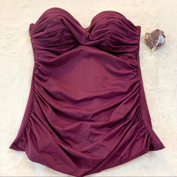 NWT Bleu Rod Beattie Purple Shirred Tankini Swim Top Size 6 - Picture 9 of 9